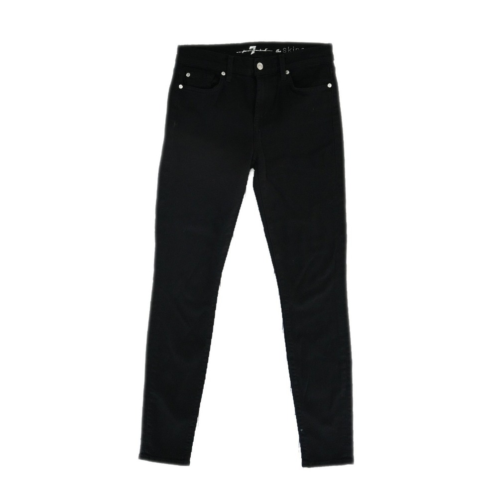 7 For All Mankind Women's Size 27 The Skinny Black Mid Rise Stretch Jeans